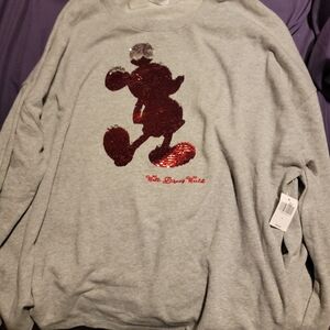 Disney Gray Sweatshirt with Red Sequin Mickey
